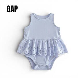 031 GAP Light Purple Eyelet Ruffle Bodysuit